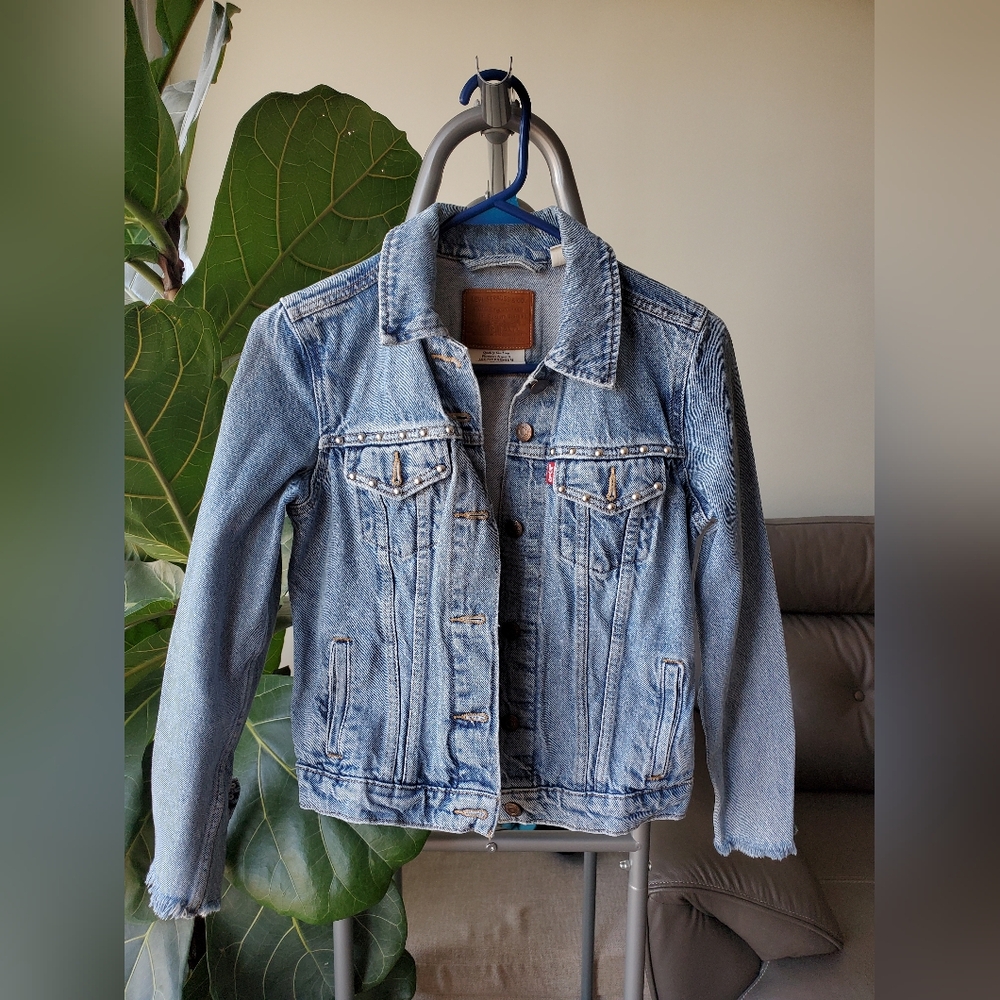 Levi's Denim Jacket with Studded Bow Sleeve Detail